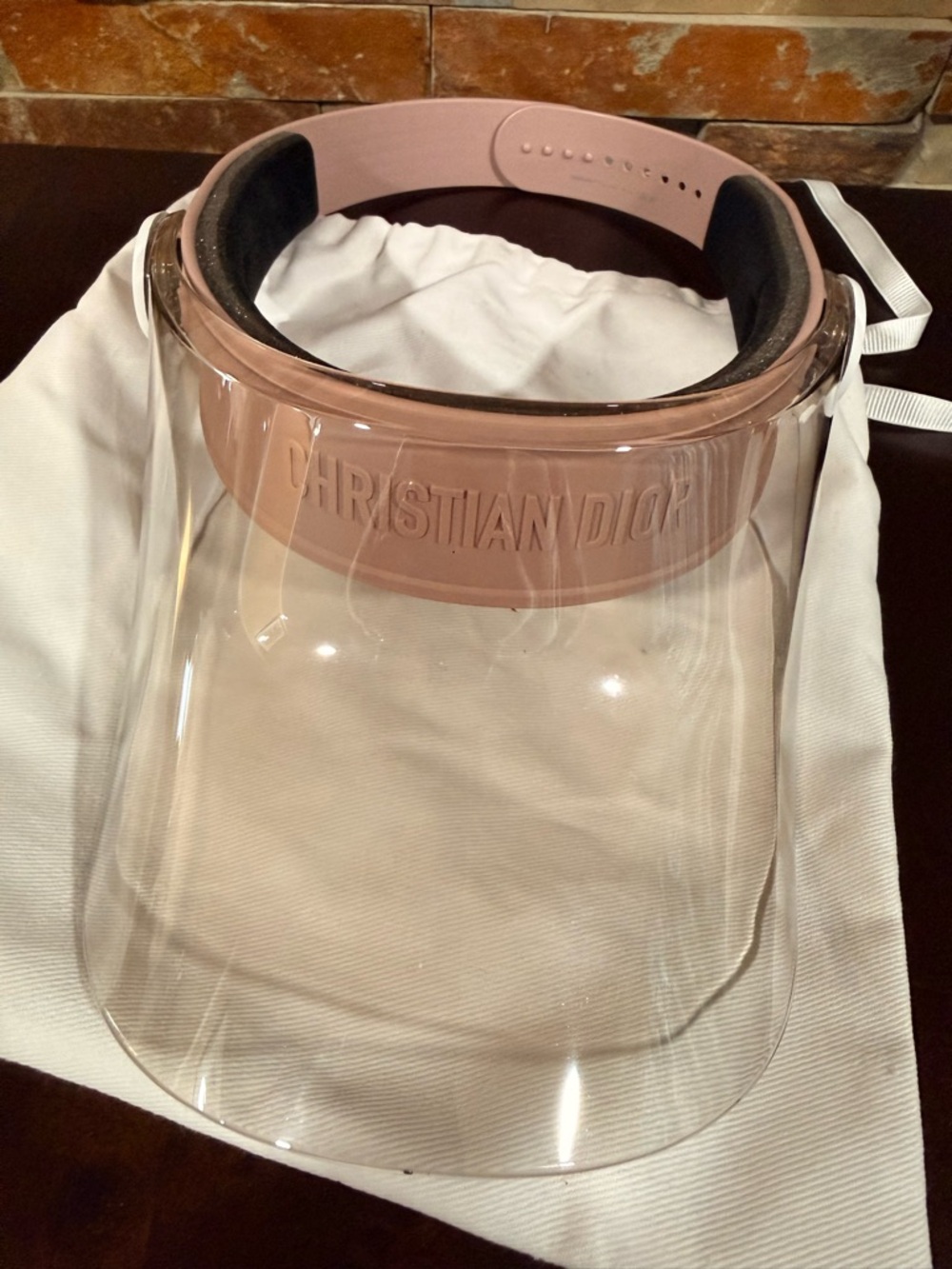 Dior Pink Transparent Logo Visor with White Emblem - Picture 4 of 12